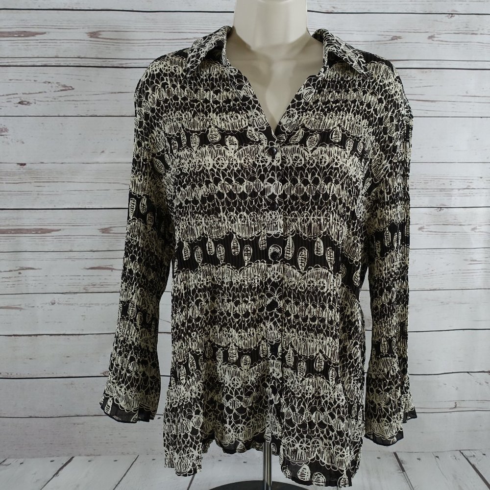 Brown Accordion Pleat Bell Sleeve Blouse